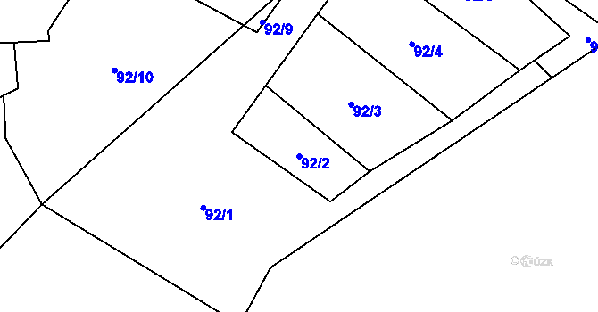 Parcela st. 92/2 v KÚ Bitozeves, Katastrální mapa