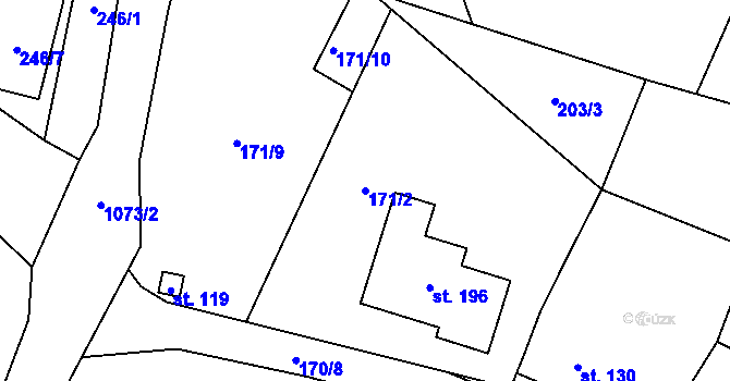 Parcela st. 171/2 v KÚ Bitozeves, Katastrální mapa