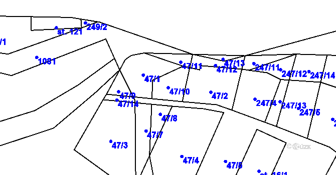 Parcela st. 47/10 v KÚ Bitozeves, Katastrální mapa