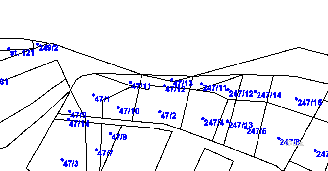 Parcela st. 47/12 v KÚ Bitozeves, Katastrální mapa