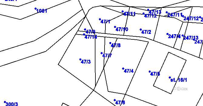 Parcela st. 47/7 v KÚ Bitozeves, Katastrální mapa