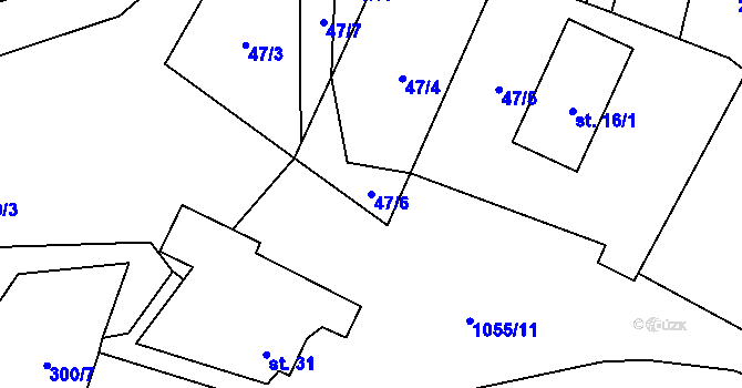 Parcela st. 47/6 v KÚ Bitozeves, Katastrální mapa