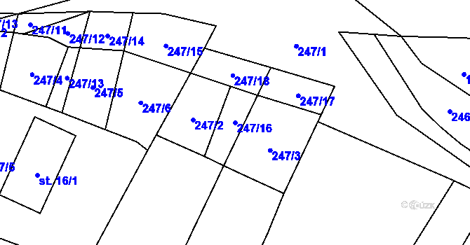 Parcela st. 247/16 v KÚ Bitozeves, Katastrální mapa