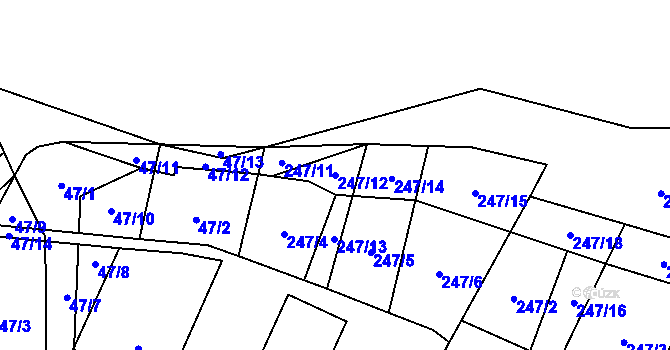 Parcela st. 247/12 v KÚ Bitozeves, Katastrální mapa