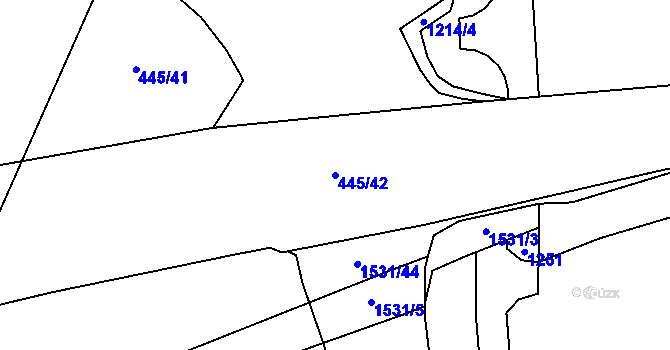 Parcela st. 445/42 v KÚ Bitozeves, Katastrální mapa