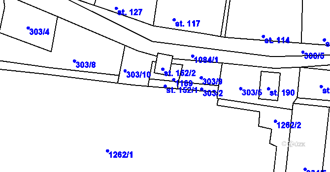 Parcela st. 152/1 v KÚ Bitozeves, Katastrální mapa