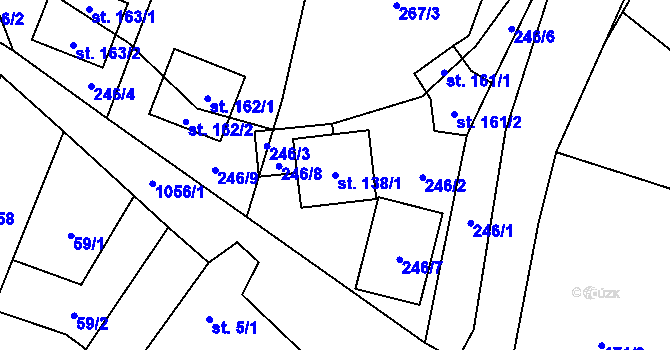 Parcela st. 138/1 v KÚ Bitozeves, Katastrální mapa