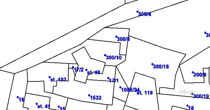 Parcela st. 300/10 v KÚ Bitozeves, Katastrální mapa