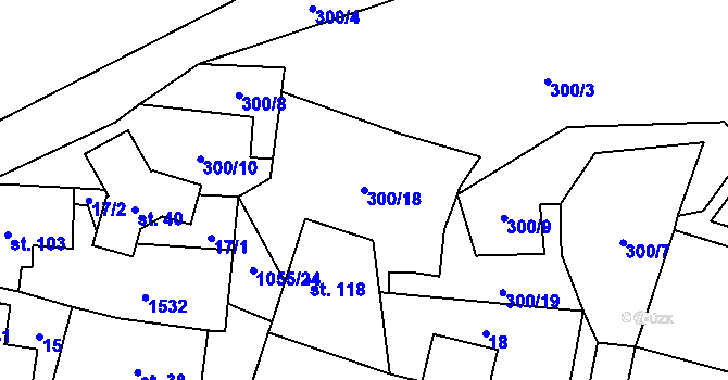 Parcela st. 300/18 v KÚ Bitozeves, Katastrální mapa