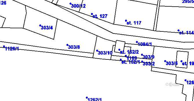 Parcela st. 303/10 v KÚ Bitozeves, Katastrální mapa