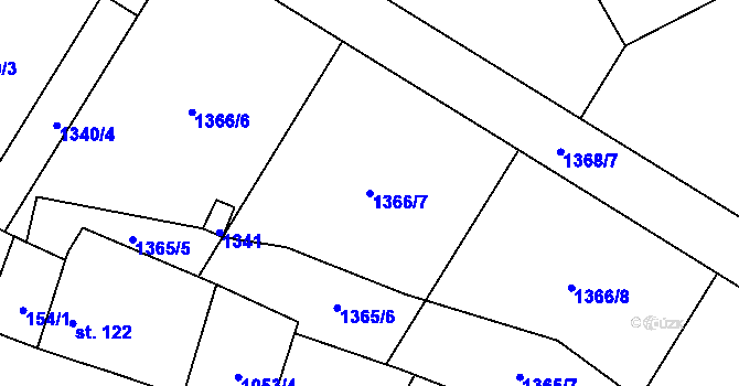 Parcela st. 1366/7 v KÚ Bitozeves, Katastrální mapa