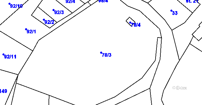 Parcela st. 78/3 v KÚ Bitozeves, Katastrální mapa