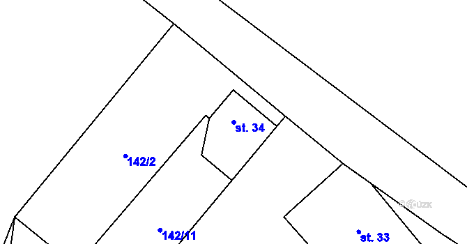 Parcela st. 34 v KÚ Vidovle, Katastrální mapa
