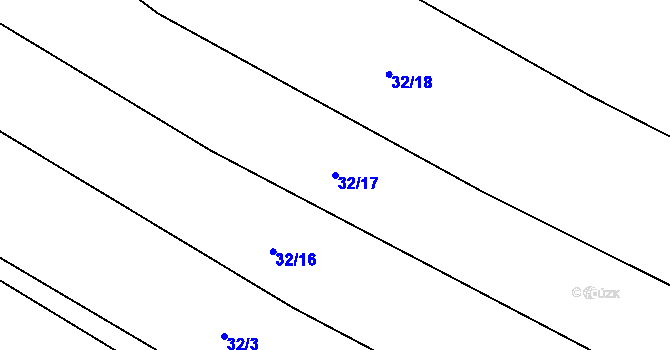 Parcela st. 32/17 v KÚ Prosatín, Katastrální mapa
