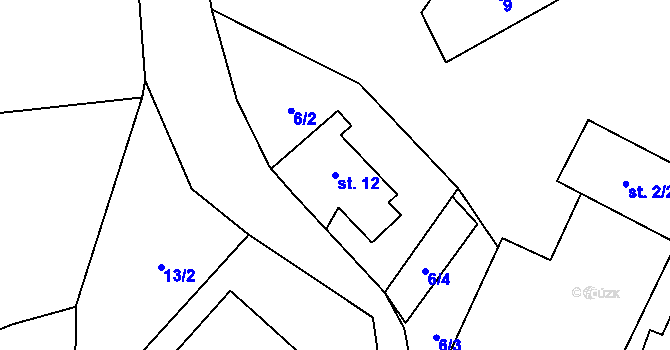 Parcela st. 12 v KÚ Prosatín, Katastrální mapa