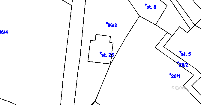 Parcela st. 25 v KÚ Prosatín, Katastrální mapa