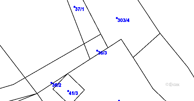 Parcela st. 36/3 v KÚ Blahutovice, Katastrální mapa