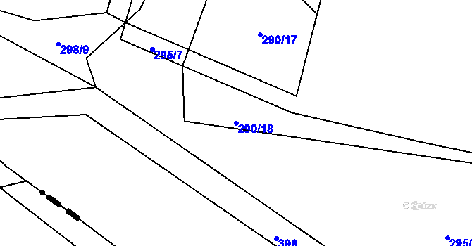 Parcela st. 290/18 v KÚ Blahutovice, Katastrální mapa