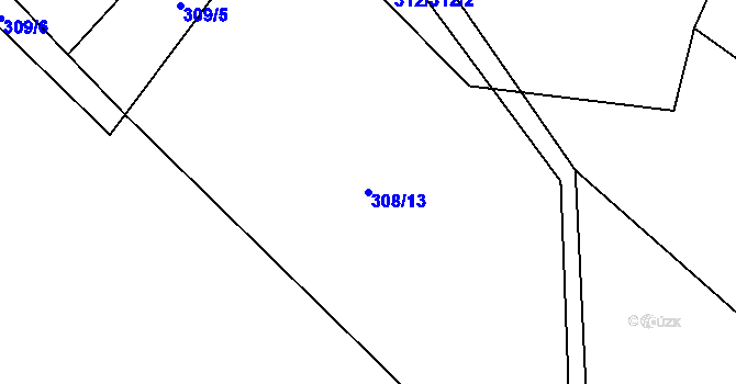 Parcela st. 308/13 v KÚ Blahutovice, Katastrální mapa