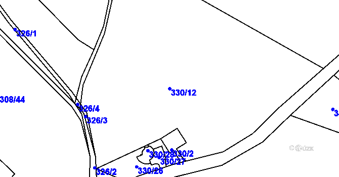 Parcela st. 330/12 v KÚ Blahutovice, Katastrální mapa