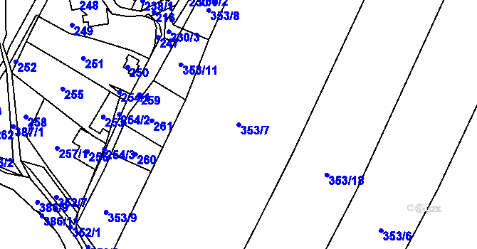 Parcela st. 353/7 v KÚ Blahutovice, Katastrální mapa