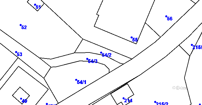 Parcela st. 54/2 v KÚ Blahutovice, Katastrální mapa