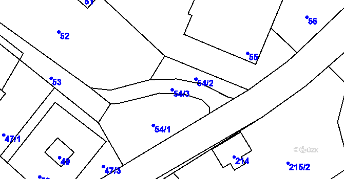 Parcela st. 54/3 v KÚ Blahutovice, Katastrální mapa