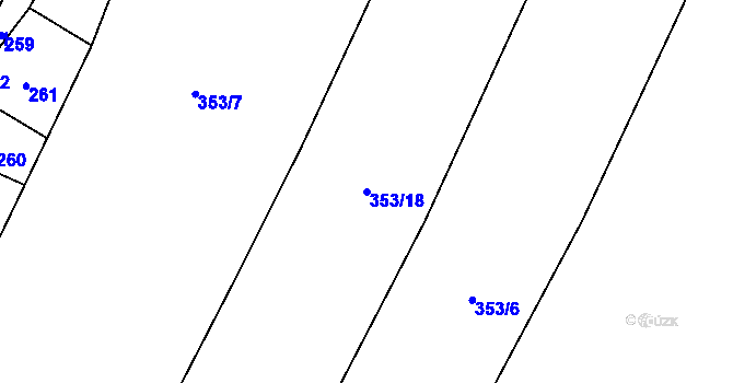 Parcela st. 353/18 v KÚ Blahutovice, Katastrální mapa