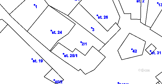 Parcela st. 2/1 v KÚ Bendovo Záhoří, Katastrální mapa