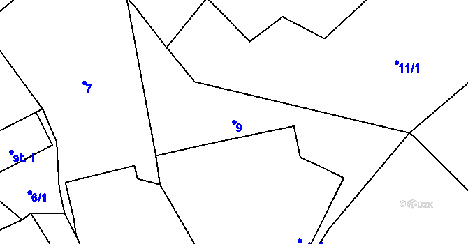 Parcela st. 9 v KÚ Bendovo Záhoří, Katastrální mapa