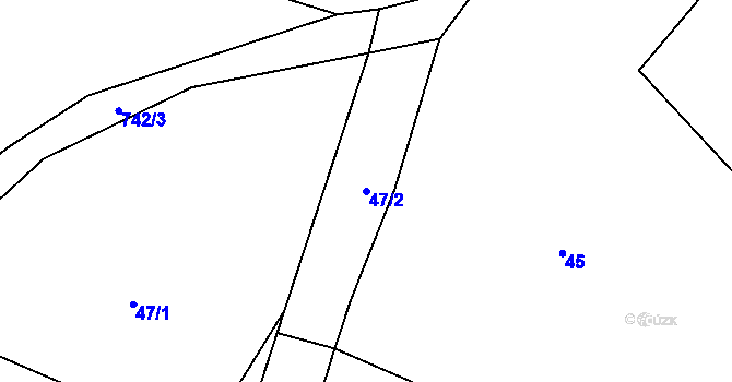 Parcela st. 47/2 v KÚ Bendovo Záhoří, Katastrální mapa