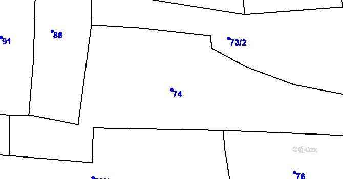 Parcela st. 74 v KÚ Bendovo Záhoří, Katastrální mapa