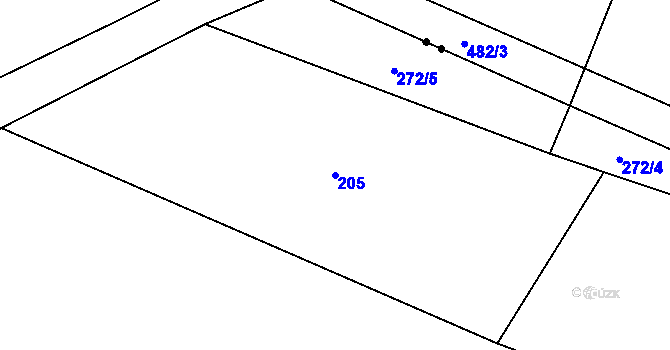Parcela st. 205 v KÚ Bendovo Záhoří, Katastrální mapa