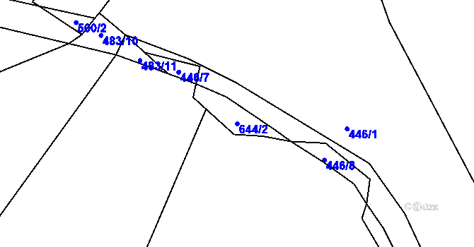 Parcela st. 644/2 v KÚ Bendovo Záhoří, Katastrální mapa