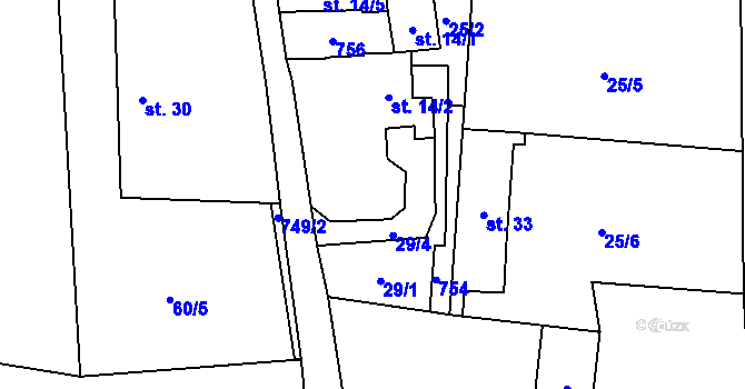 Parcela st. 757 v KÚ Bendovo Záhoří, Katastrální mapa