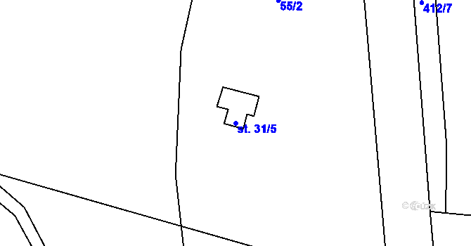 Parcela st. 31/5 v KÚ Blanice u Mladé Vožice, Katastrální mapa