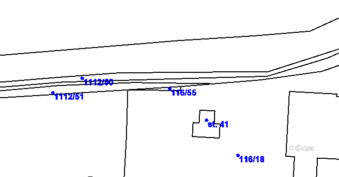 Parcela st. 116/55 v KÚ Blanice u Mladé Vožice, Katastrální mapa