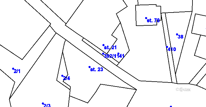 Parcela st. 392/11 v KÚ Blanice u Mladé Vožice, Katastrální mapa