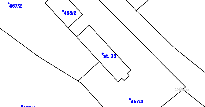 Parcela st. 33 v KÚ Krchova Lomná, Katastrální mapa