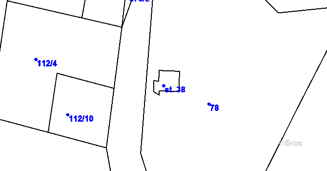 Parcela st. 38 v KÚ Krchova Lomná, Katastrální mapa
