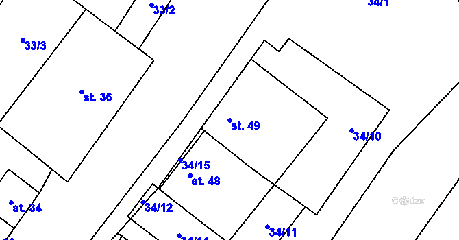 Parcela st. 49 v KÚ Blanné, Katastrální mapa