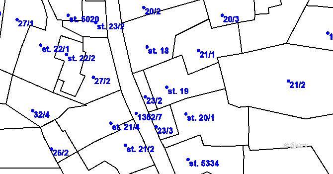 Parcela st. 19 v KÚ Blansko, Katastrální mapa
