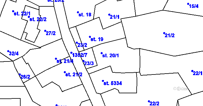 Parcela st. 20/1 v KÚ Blansko, Katastrální mapa
