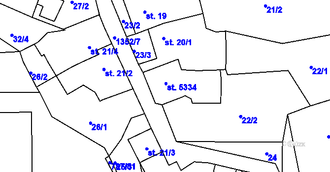 Parcela st. 20/2 v KÚ Blansko, Katastrální mapa