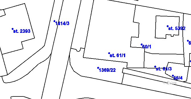 Parcela st. 61/1 v KÚ Blansko, Katastrální mapa