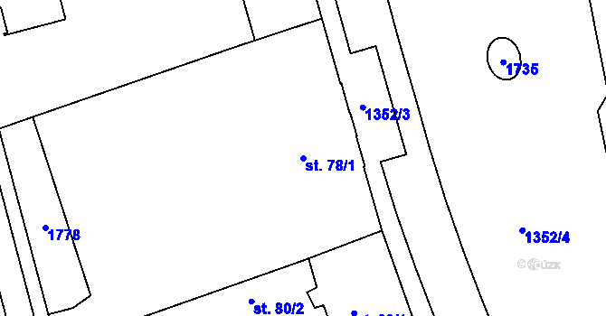 Parcela st. 78/1 v KÚ Blansko, Katastrální mapa
