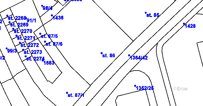 Parcela st. 86 v KÚ Blansko, Katastrální mapa