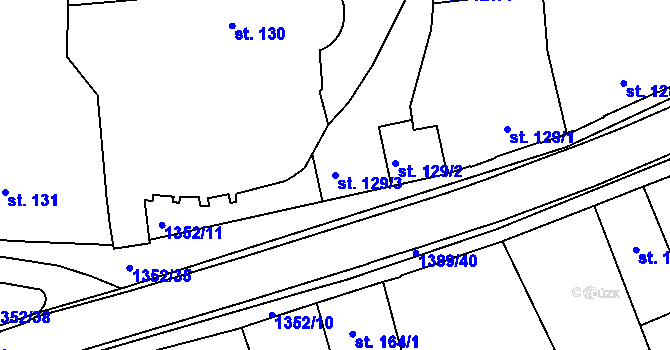 Parcela st. 129/3 v KÚ Blansko, Katastrální mapa