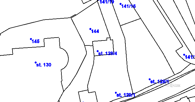 Parcela st. 129/4 v KÚ Blansko, Katastrální mapa