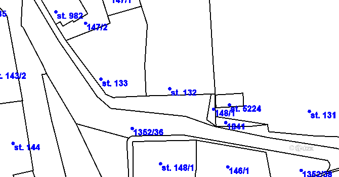 Parcela st. 132 v KÚ Blansko, Katastrální mapa